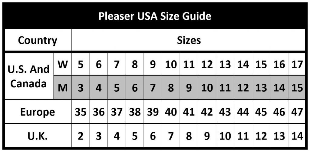 Size Charts Delightful Shape